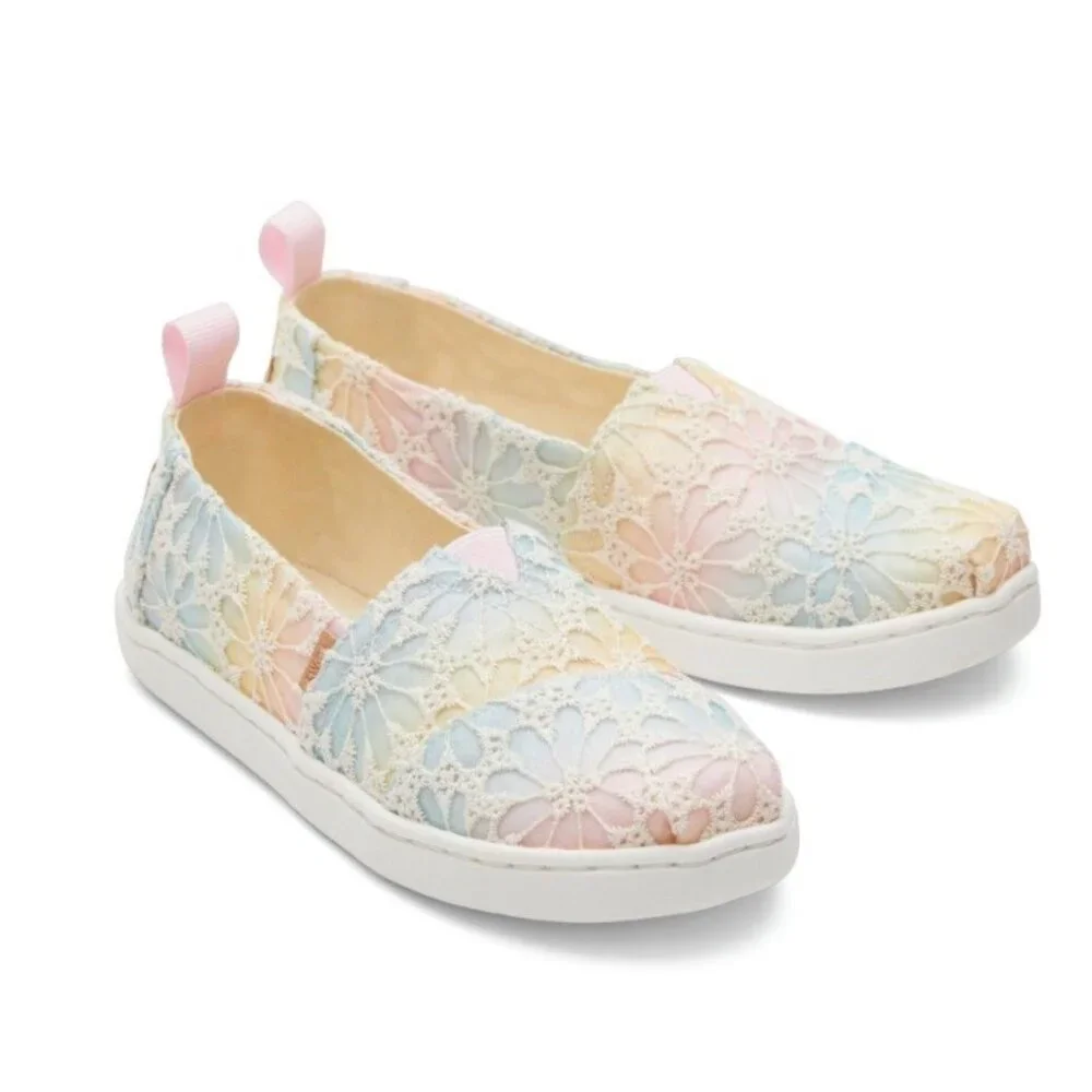 NWT TOMS Youth Alpargata Ombre Floral Lace Kids Shoes - Size Youth 5.5